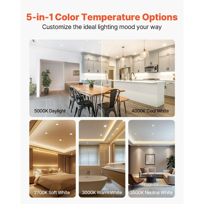 Paquet de 10 éclairage encastré LED rénovation de 4 pouces peut allumer 750 LM 9W 120V 5CCT