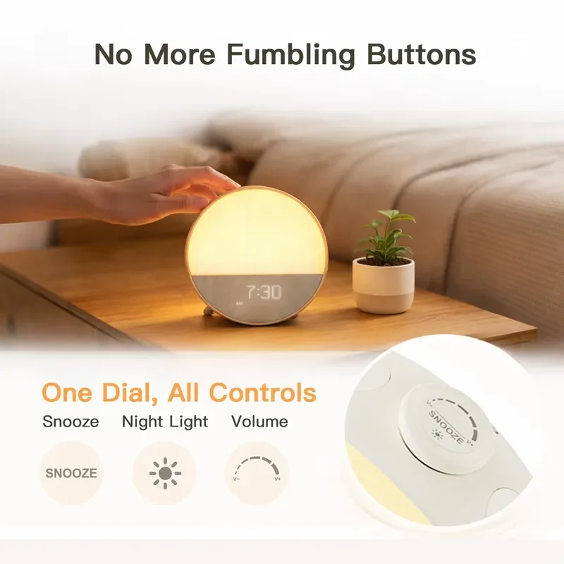 【CHIMU HOME】HiFiD W33APP Smart Sunrise Alarm Clock, APP Control White Noise Wake Up Light view 6