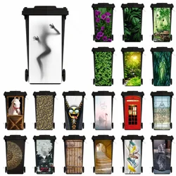 Shadow Outdoor Trash Sticker Kitchen Removable Waterproof Art Green Plants Wheelie Bin Stickers Restaurant Can 120/240 Liter
