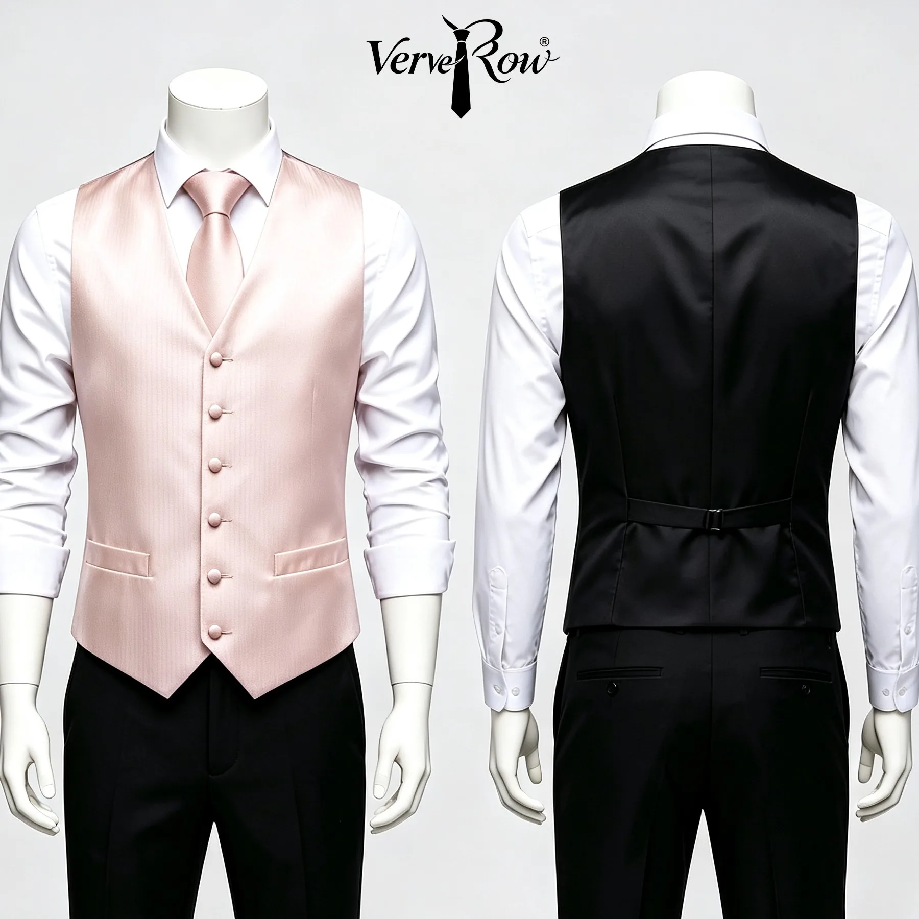 VERVEROW-Chaleco de traje liso color champán para hombre, conjunto de 3 piezas con corbata y pañuelo a juego, chaleco formal sin mangas para ceremonia y baile de graduación