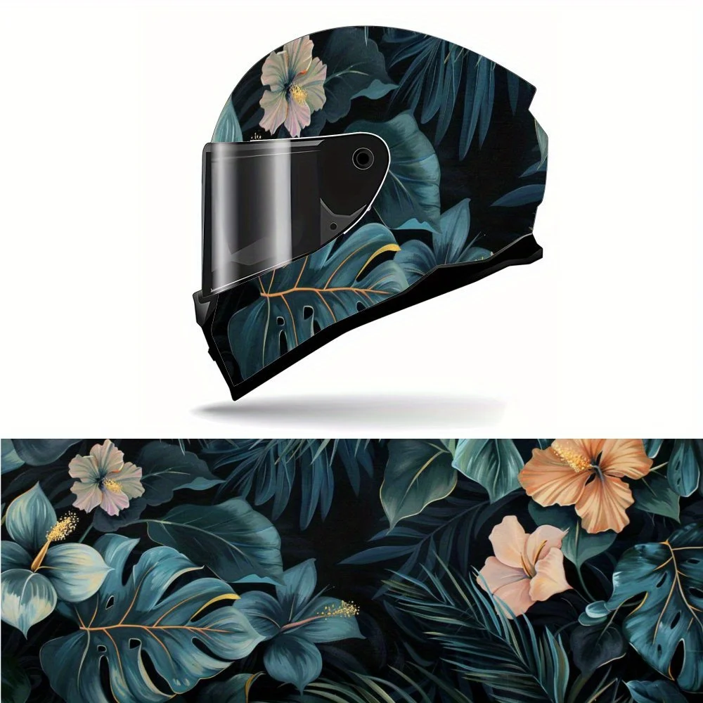 

Dark Night Rainforest Full Face Helmet Vinyl Wrap Sticker, Waterproof Scratch-Resistant Self-Adhesive PVC Decals, Artistic Aesth