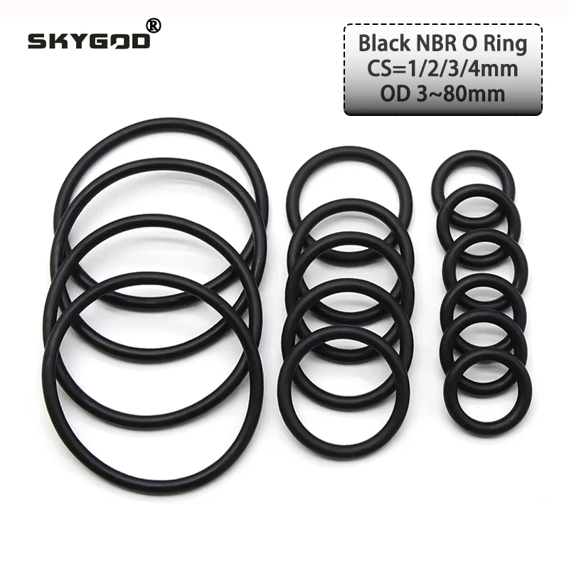 50pcs NBR O Ring Seal Gasket Thickness OD 3~80mm CS 1 2 3 4mm Oil Resistance Washer Round Shape Nitrile Butadiene Rubber Spacer