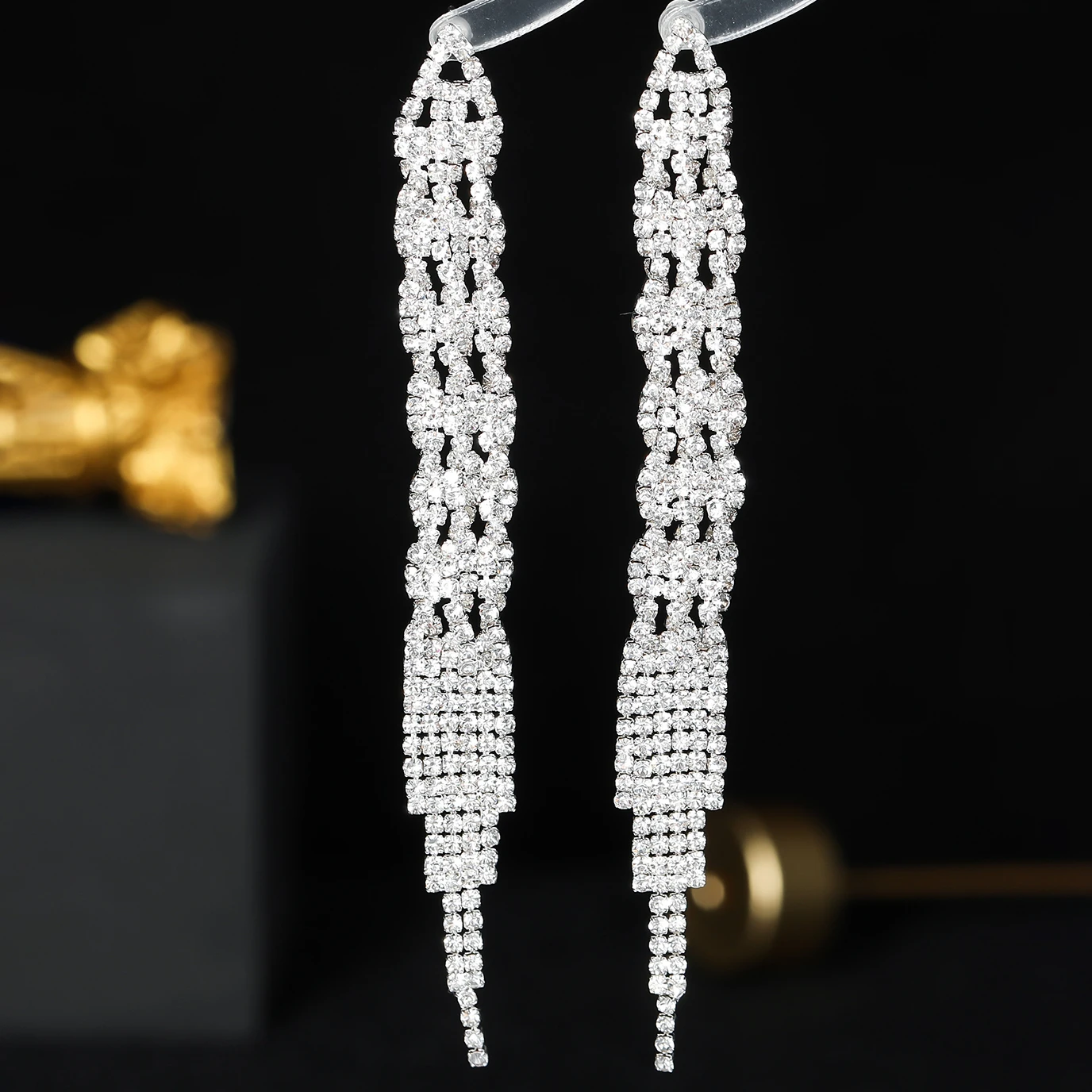 6-13cm luxurious Crystal Earrings Crystal Rhinestone long Drop Earrings For Woman Girl Gifts wedding Jewelry Wholesale