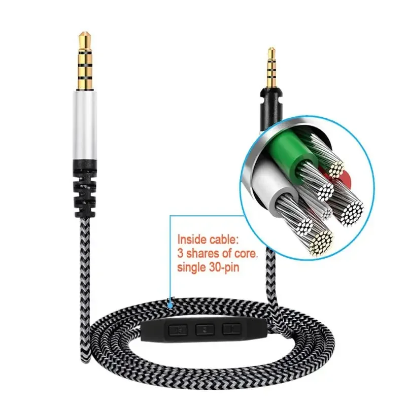 V-MOTA Earphone line Compatible with Audio-Technica ATH-M40X ATH-M50x ATH-M60X ATH-M70x Headset(Do Not Fit ATH-M50X BT)(1 Piece)