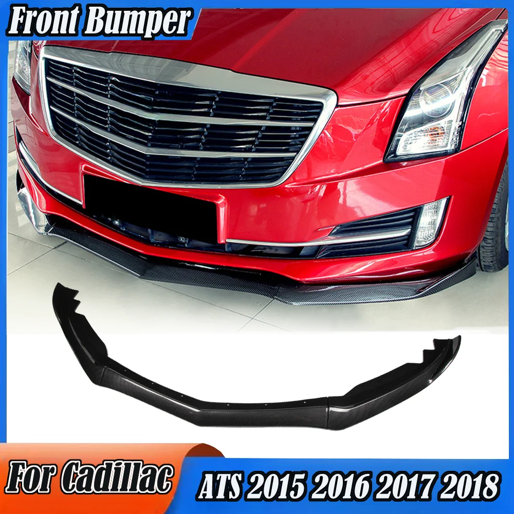 

Front Bumper Spoiler Lip For Cadillac ATS 2015 2016 2017 2018 Carbon Fiber Look/Gloss Black Lower Splitter Body Protector Blade