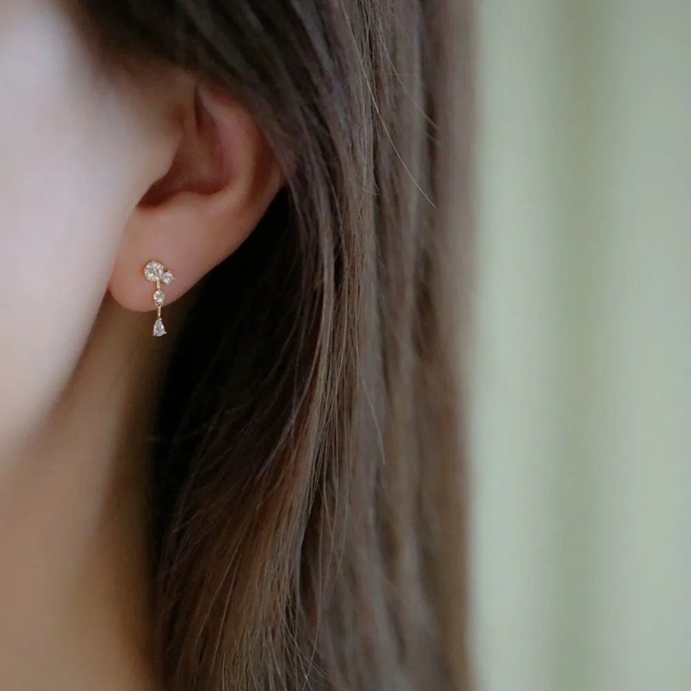 Temperament Exquisite 925 Sterling Silver Shining Micro-inlay Zircon Tassel Dancing Notes Stud Earrings for Women Trendy Jewelry