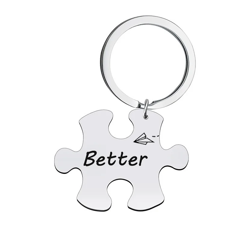 Passende Schlüsselanhänger für Paare für Freund und Freundin, Geschenke für Paare, Puzzle-Stück, Schlüsselanhänger, 2-teilig, „Better Together“-Schlüsselanhänger