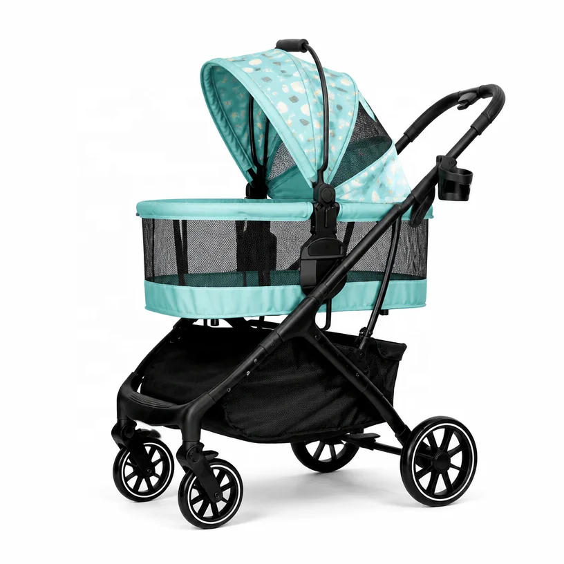 Pet Stroller Detachable Carrier One Click Fold 2 In 1 Detachable Carrier Car Seat Dog Stroller