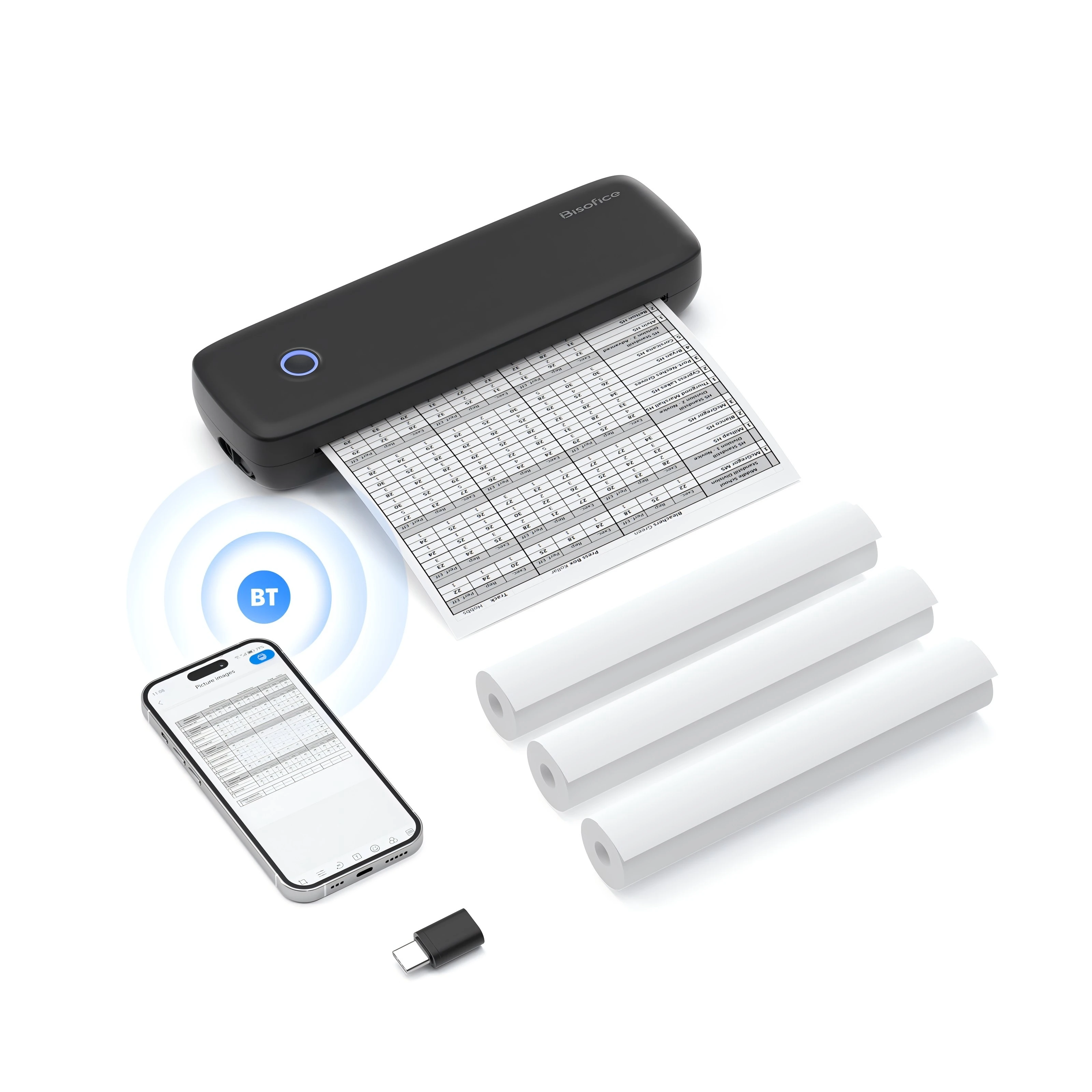 

A4 Portable Thermal Transfer Printer Wireless&USB Connect with Mobile Computer 56mm/77mm/107mm/210mm/216mm for Office School