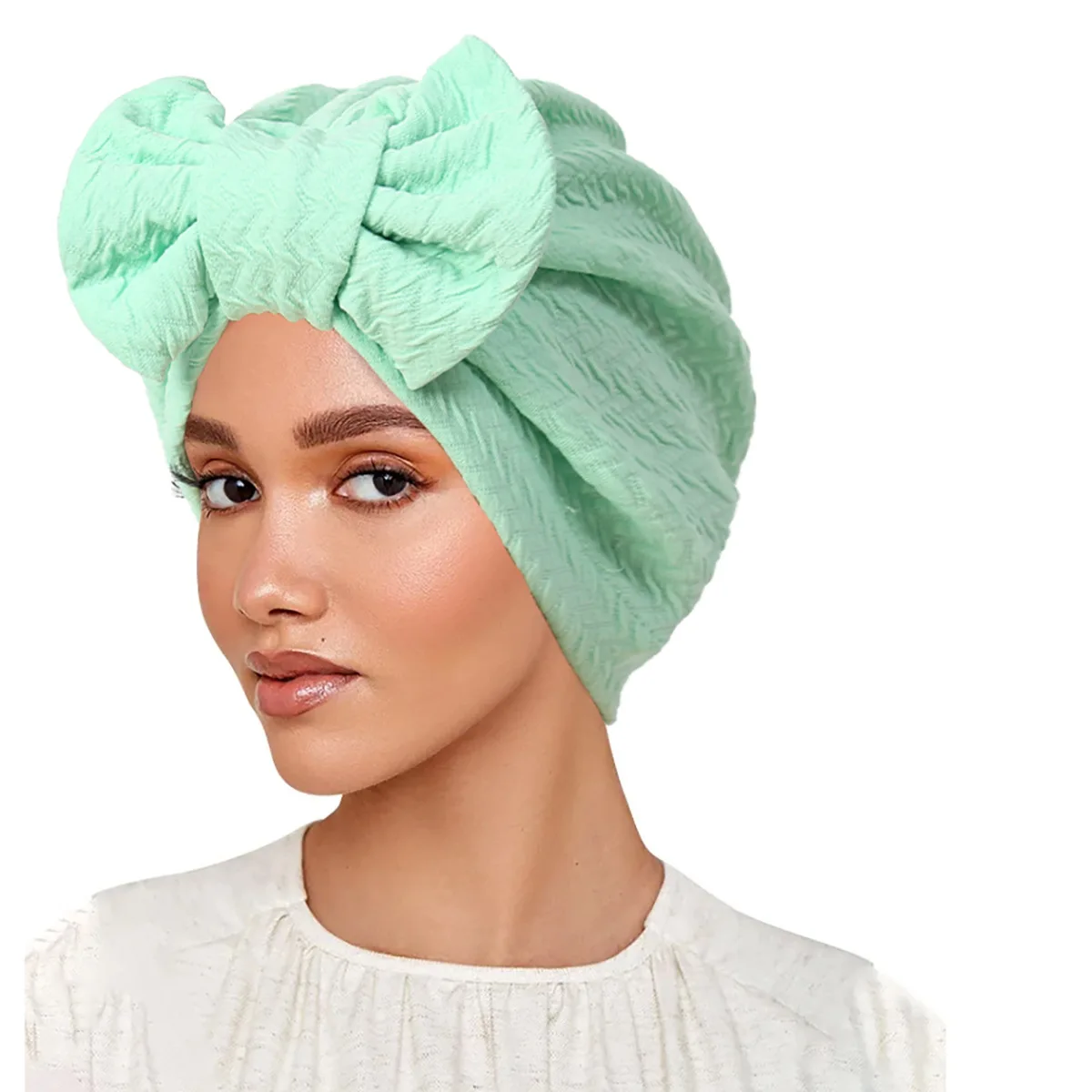 Bubble Detachable Bow Hat Muslim Turban Women Hijab Beanies Bonnet Cancer Chemo Cap Hair Loss Headscarf Turbante Mujer Headwear