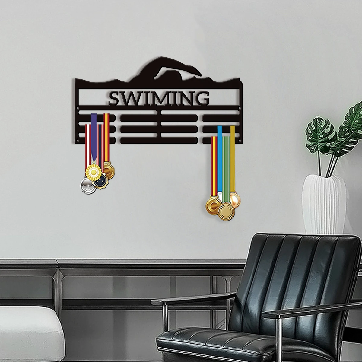 1 interesting personalized customization item swimmer Wall mounted trophy display rack, advanced metal adjustable hook, sports