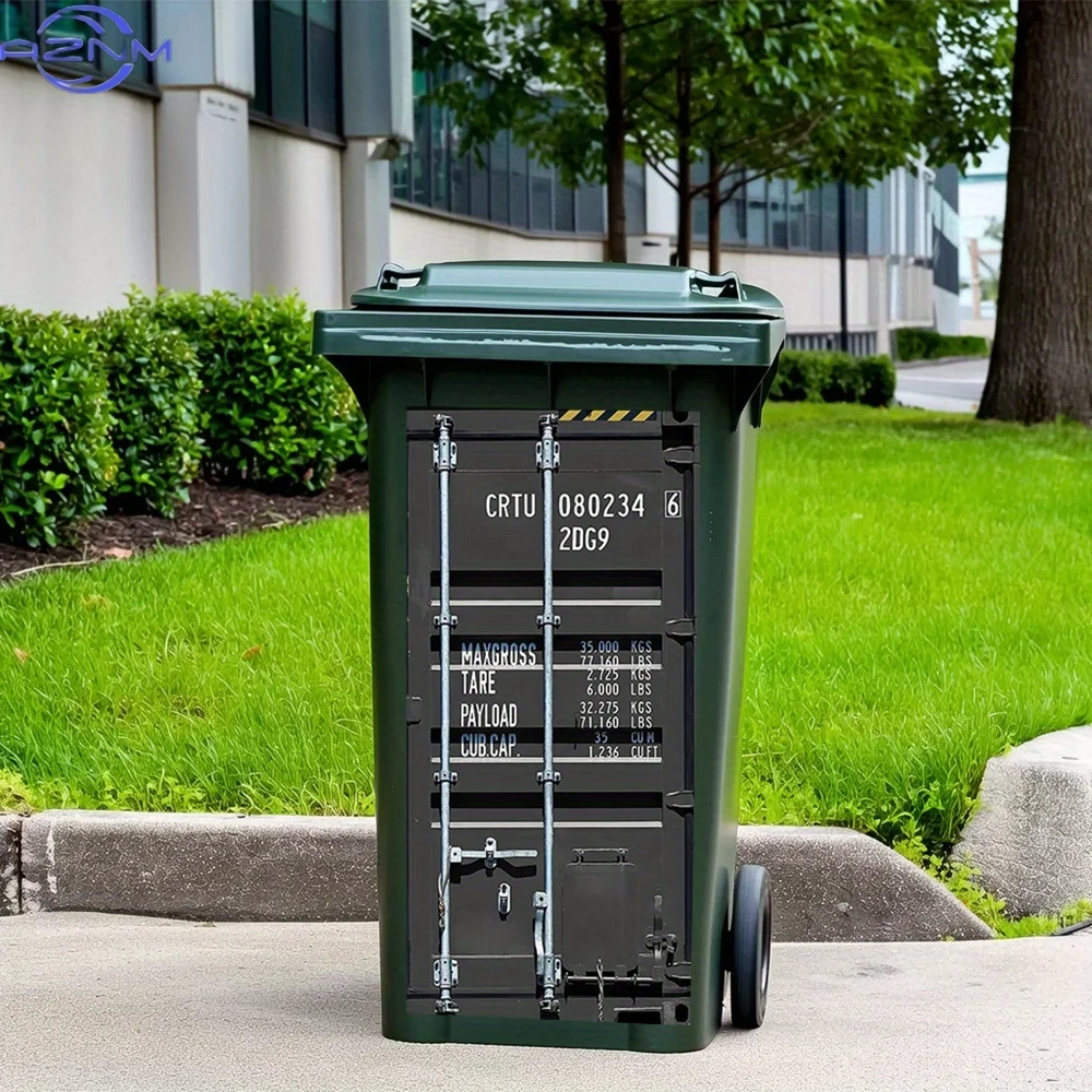 1pc Waterproof PVC Sticker for Trash Cans & Home Decor - Black Freight Container Design with Labeled Compartments, Removable &