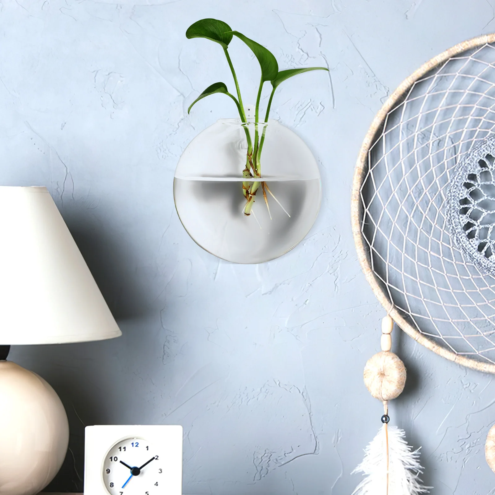 

4Pcs Transparent Wall Mounted Vase Set Glass Flower Pots for Home Decor Chic Arrangements Easy Install Living Room Office