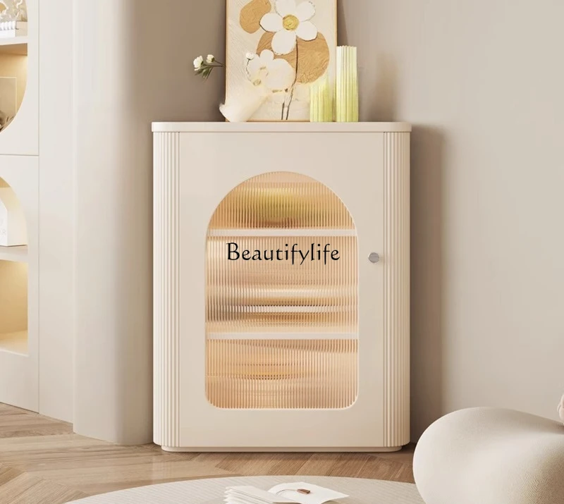 

Cream Style Side Cabinet Kitchen Corner Cabinet Shelf