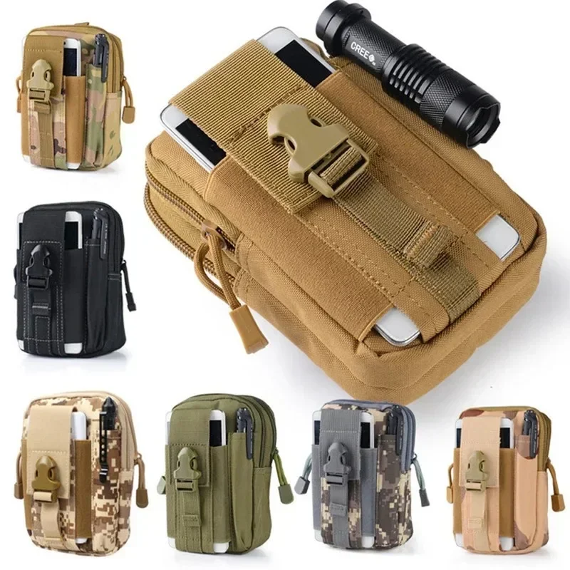 Molle Pouch Belt Тактическая поясная сумка Мужская камуфляжная сумка для телефона Fanny Pocket Survival Tool Bag для бега, путешествий, кемпинга, охоты, страйкбола CS