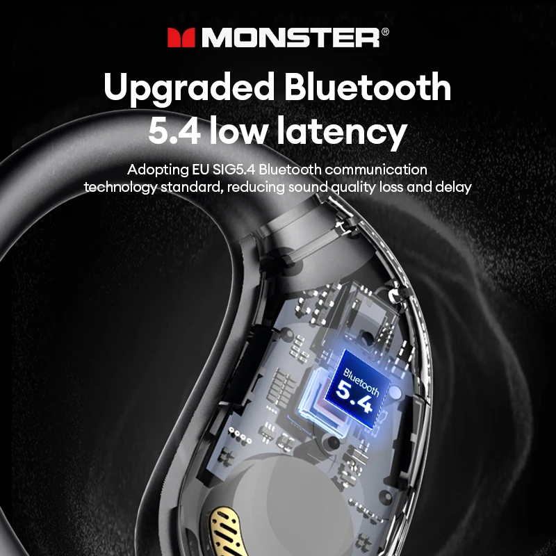 Bluetooth v5.4ワイヤレスヘッドセット,ノイズキャンセリングヘッドセット,防水スポーツヘッドセット,音楽ゲームヘッドセット,Monster-AC360 ows