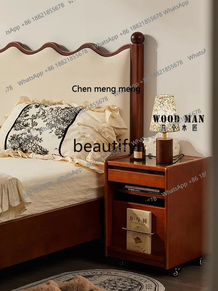 

Nordic retro solid wood bedside drawers living room sofa bedroom home bedside cabinet storage