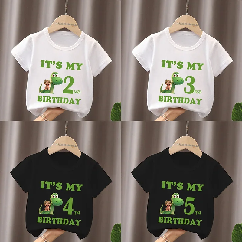 It's My 1 2 3 4 5 6 7 8 9 Years Birthday Boys Girls Tshirt The Good Dinosaur Arlo Spot Print Kids Clothes Baby Children T-Shirts