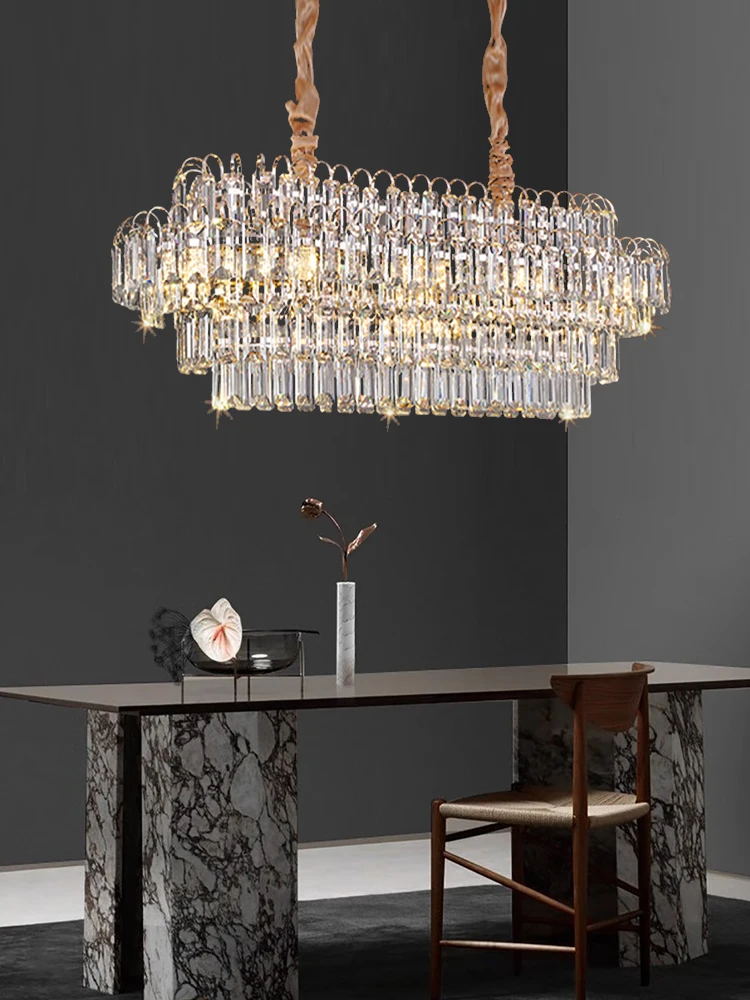 Kristal Ceiling Chandeliers Luxury Home Deco Indoor Crystal Hanging Lamps for Ceiling Dining Room Long Table Lamp