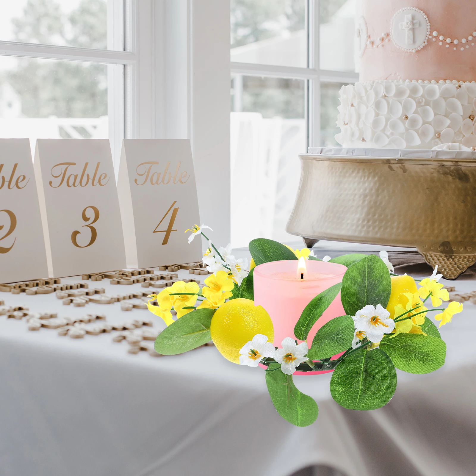 

Artificial Lemon Ring Simulated Pillar Wreath Rustic Table Decoration Party Photography Prop Home Desktop Floral