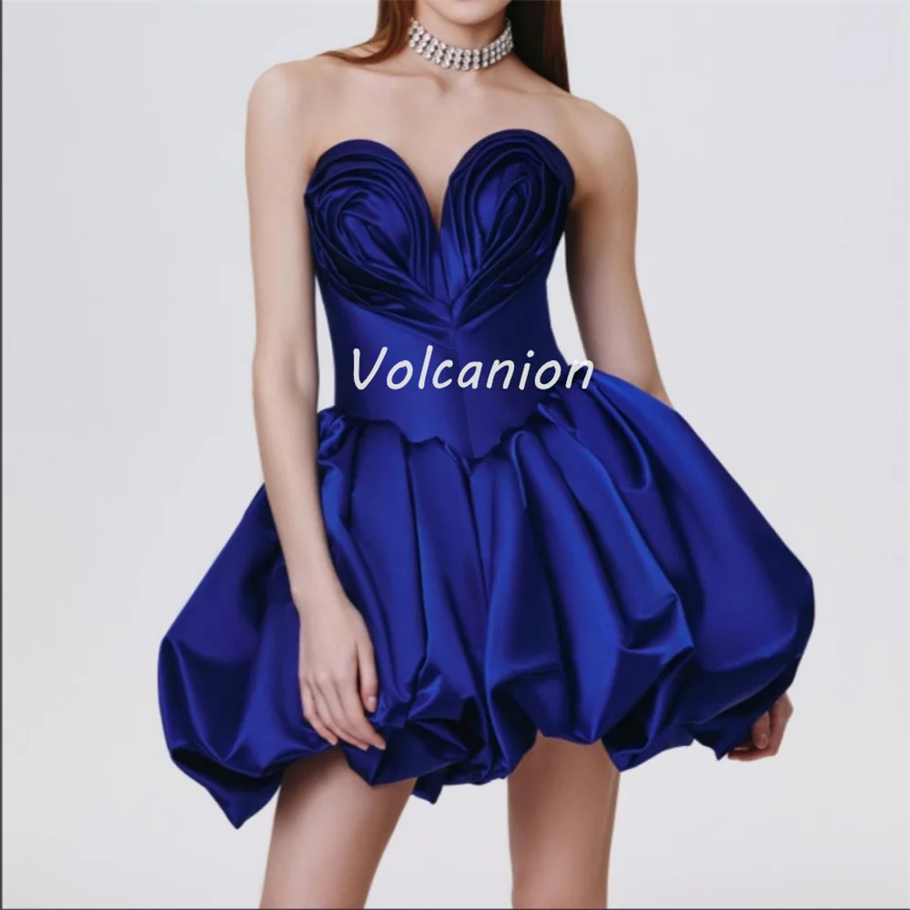 Customized Modern Style Exquisite Charmeuse Ruched Pleat Ball Gown Sweetheart Mini Dresses Bespoke Occasion Dresses High Quality
