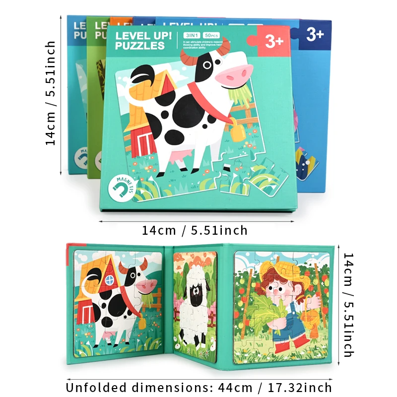 كتاب ألغاز مغناطيسي 3 في 1 - لعبة تعلم تقدمية للأطفال، مجموعة أنشطة مغناطيسية مستوحاة من مونتيسوري للتعليم المبكر #4