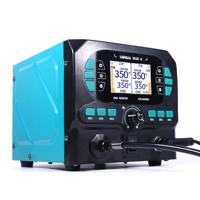 YIHUA 992D-II 2 in 1 LCD Display Micro Hot Air Pencil Precision C210 Soldering Iron Rework Station