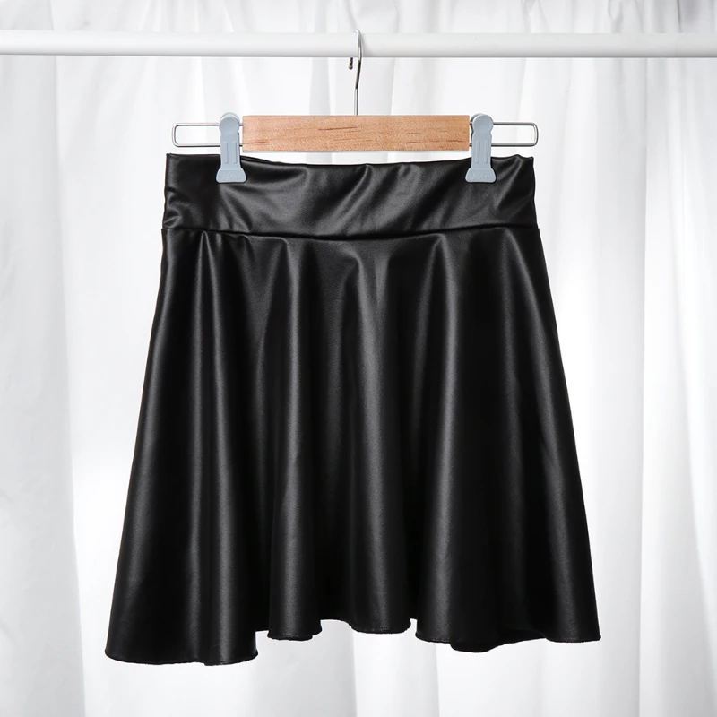 

Women Summer Mini Shorts Skirt Ruffles Vintage PU Leather Plus Sizes Casual Elegant Party Short Pants Fashion Loose Skirts