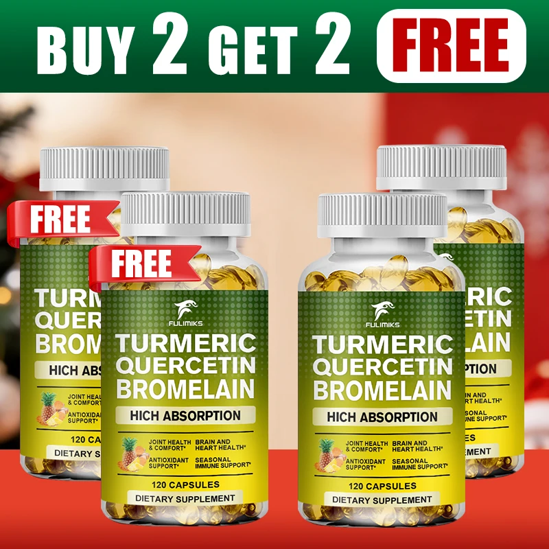 Buy 2 Get 2 Free! Turmeric Quercetin Bromelain Capsules, Triple-Action Anti-Inflammatory Support for Joint Health & Immunity