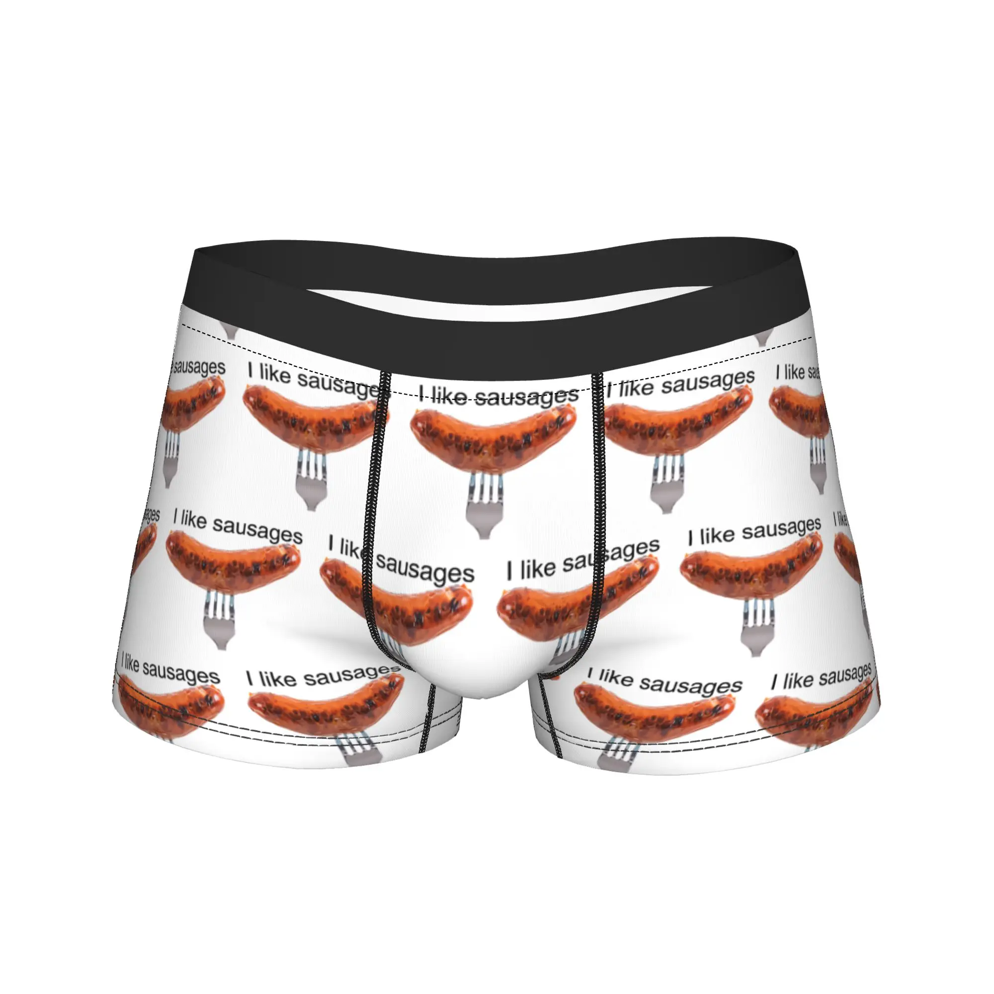 

Мужские трусы-боксеры с 3D-мешочком, удобные, больших размеров, дизайн «Колбаска-хот-дог»