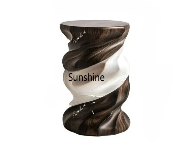 Italian light luxury contrasting color solid wood pier high-end base low stool  sofa edge stool creative decoration corner few