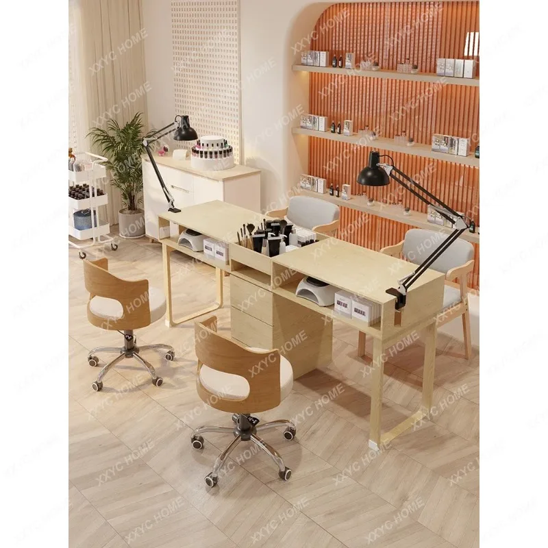 XXJapanese Nail Tables Beauty Salon Minimalist Vacuum Cleaner Double Manicure Desk Table Professional Manicure Tables