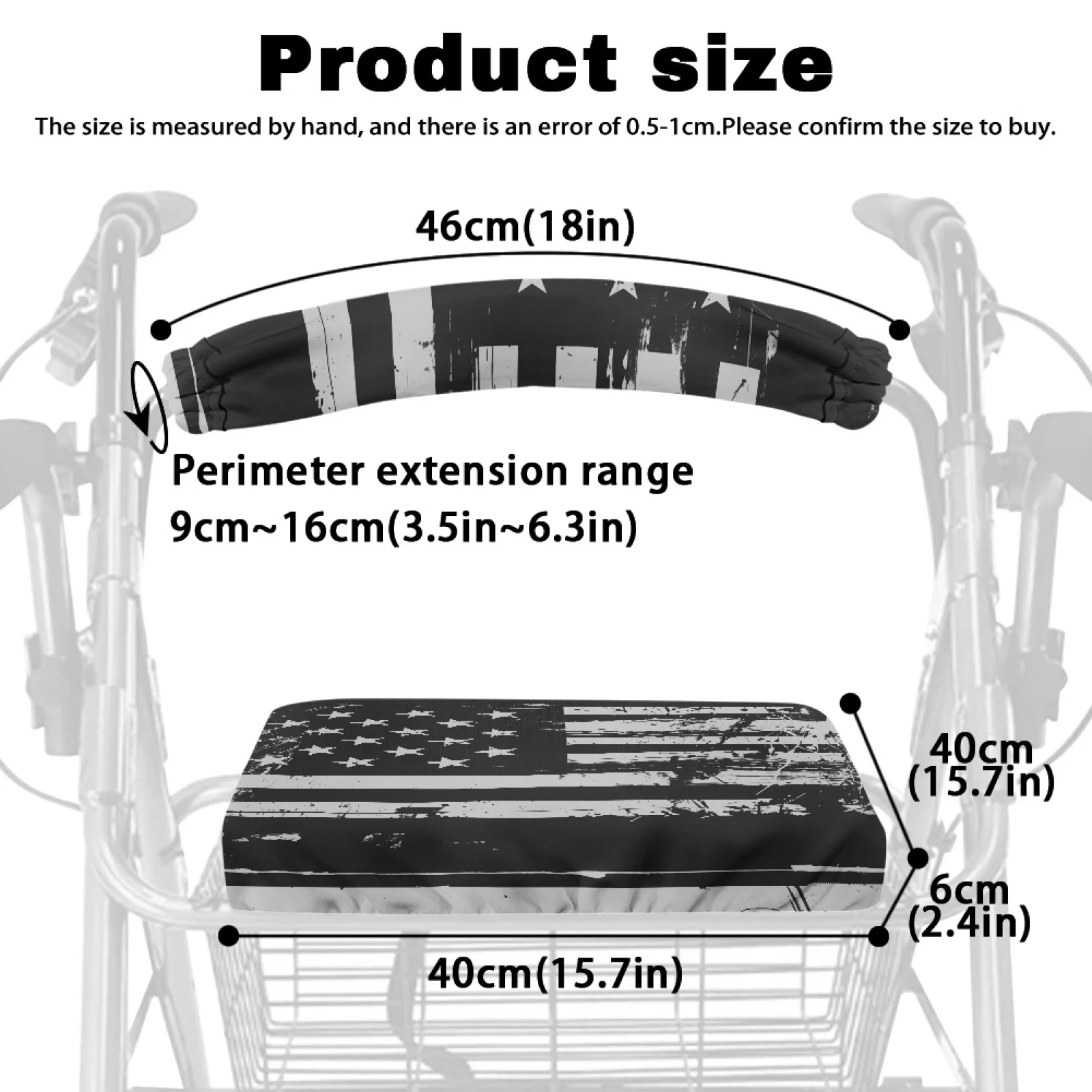 Coloranimal American Flag Pack of 2 Rollator Walker Seat Cover Rollator Walker Seat Back Cover for Ladies Neighborhoods view 6