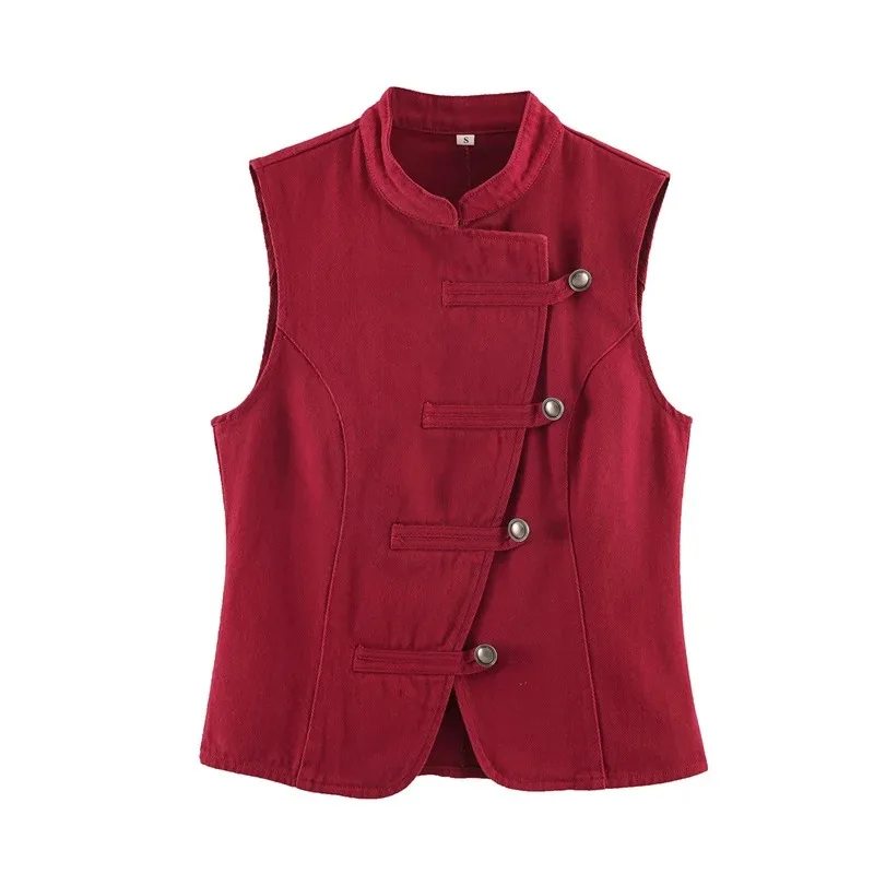 Womens 2026 Summer Sleeveless Slim Fit Button Decor Vest Minimalist Outfit Vacation Personal Jacket