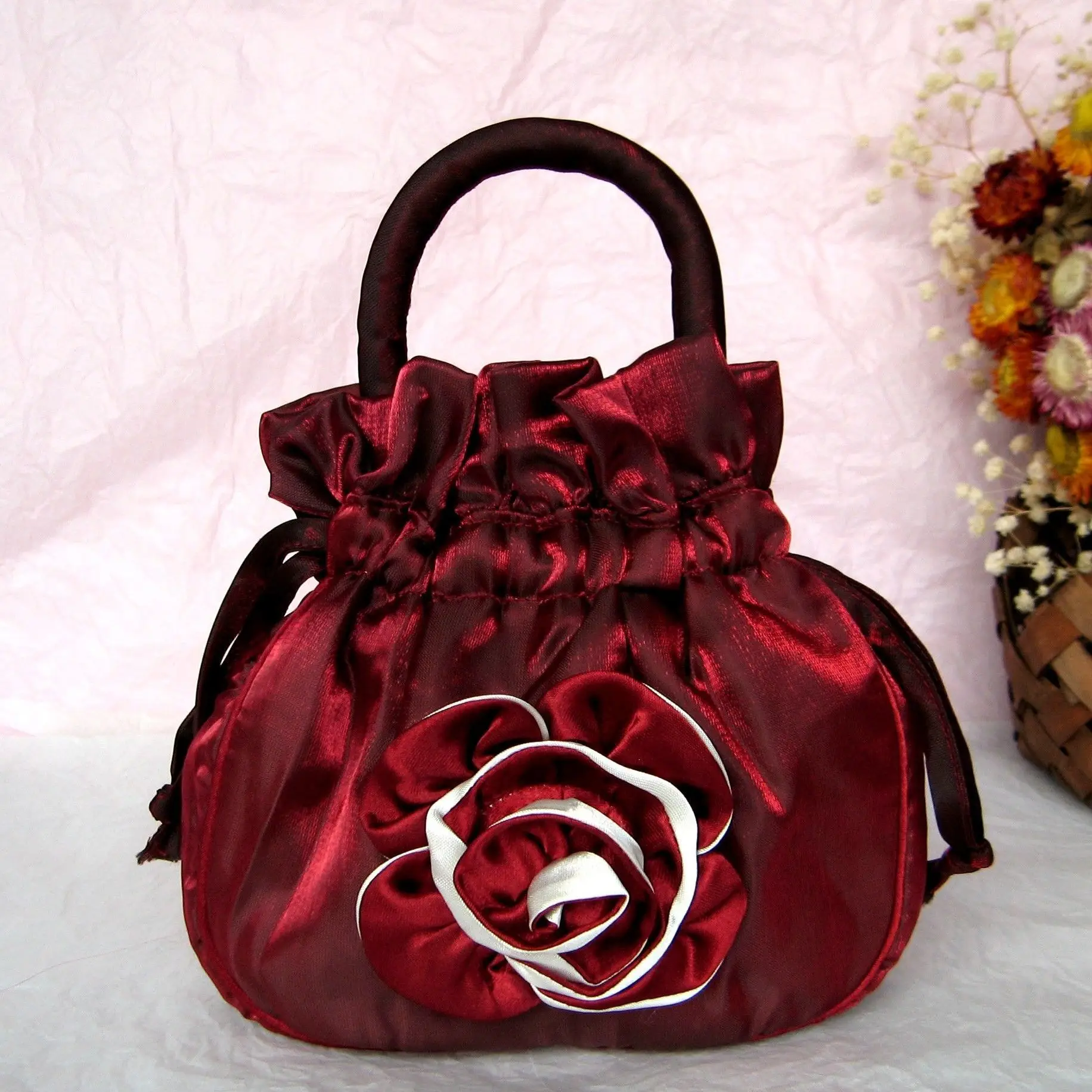 Womens Handmade Candy Color Flower Handbag Change Bag