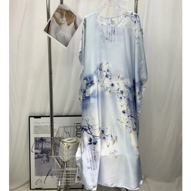 Floral Printed Nightgown Loose Sleepwear Soft Rayon Home Clothes Lady Elegant Loungewear Casual Nightdress Long Sleep Shirt 6