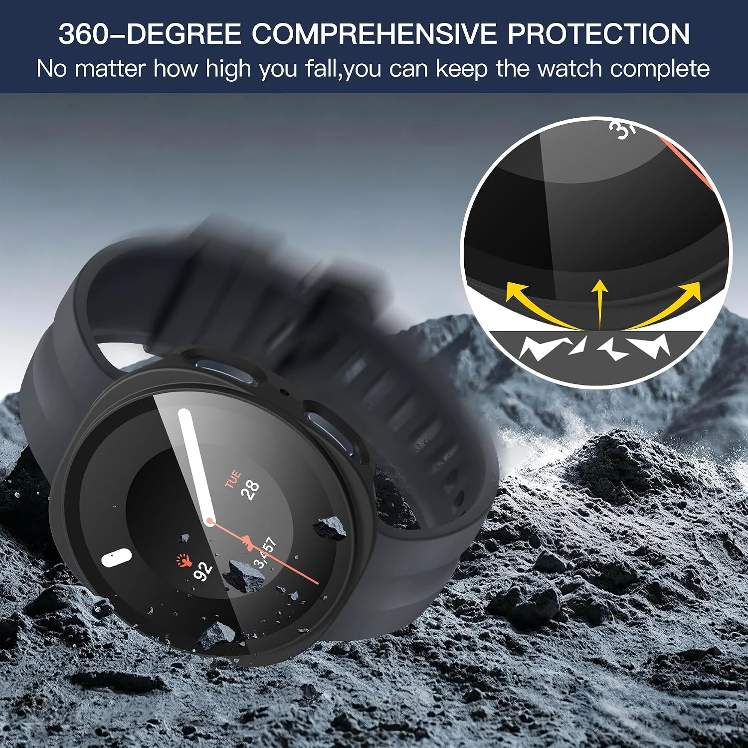 Hülle für Samsung Galaxy Watch 8 9 40mm 44mm Zubehör Displayschutzfolie Gehärtetes Glas PC Bumper Cover Galaxy Watch9 Schutzhülle – Detail 3