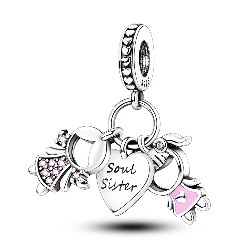 

New 925 Sterling Silver Deep Sisterly Bond Charms Pendant Fit 3mm Original Bracelet DIY Women Birthday Anniversary Jewelry Gifts