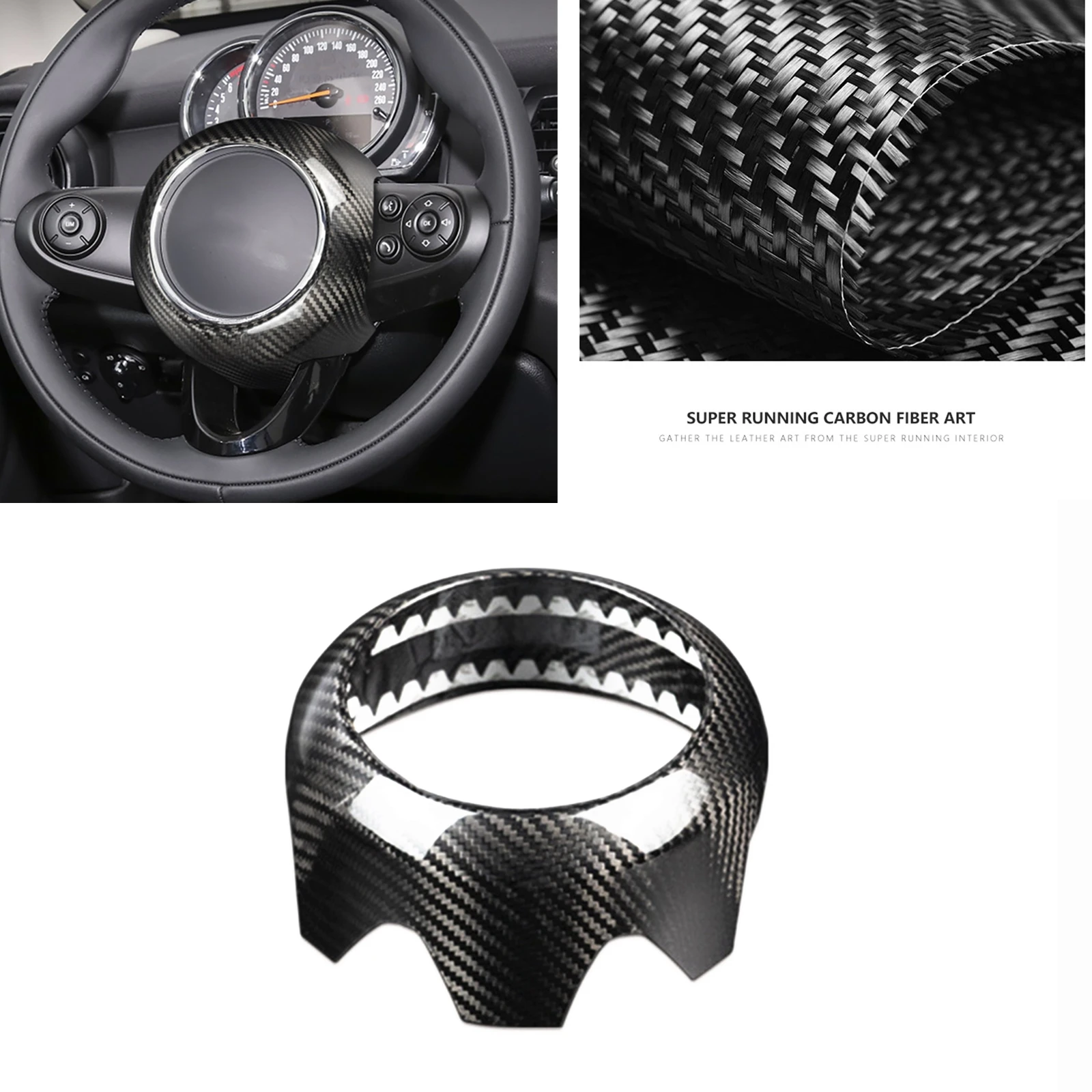 

Carbon Fiber Steering Wheel Cover Trim Sac Pocket Shell Cap Strip For Mini Cooper F54 F55 F56 F57 F60