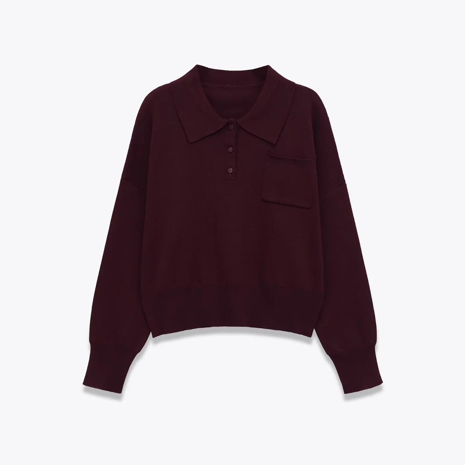 2025, Herbst Neue Damen Casual Mode Einfache und Lose Vielseitige Tasche Dekorative Hoodie POLO Gestrickte Top