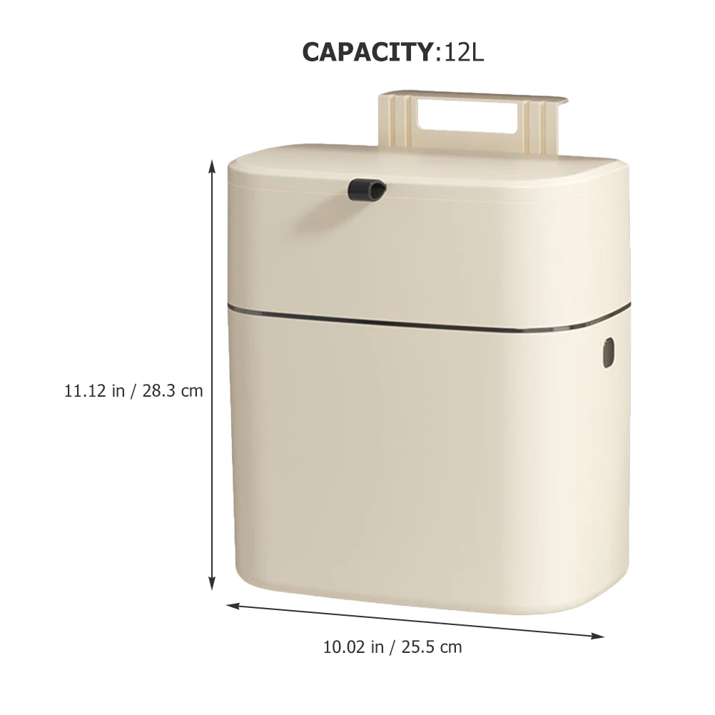 

Wall Mounted Sealed Trash Can 12L Plastic Garbage Kitchen Waste Basket Hanging Bathroom Bin Lid Durability Practical Long Term