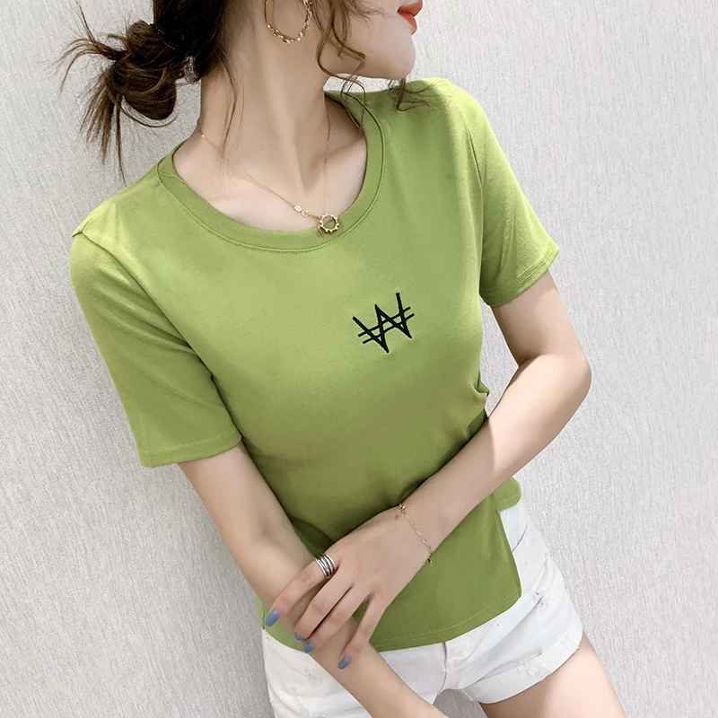 MadBlack Summer O Necks T-Shirt Women Sexy Side Knot Slim Cotton Cropped Tops Short Sleeves Elastic Short Tees New 2023 T35275C