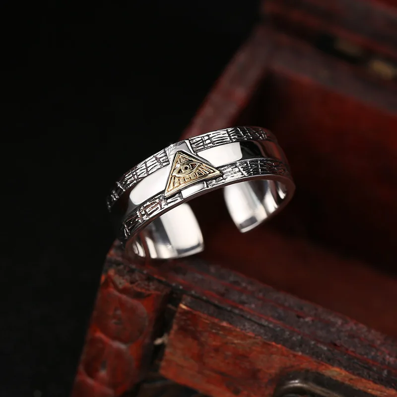 925 sterling silver ring men's eye of God fashion Vintage Thai silver ring index finger Korean style personality ornament