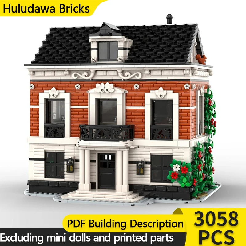 

Street View Model MOC Building Bricks Town Residential Building Villa Modular Technology Children Holiday Gift Assemble Toy Suit