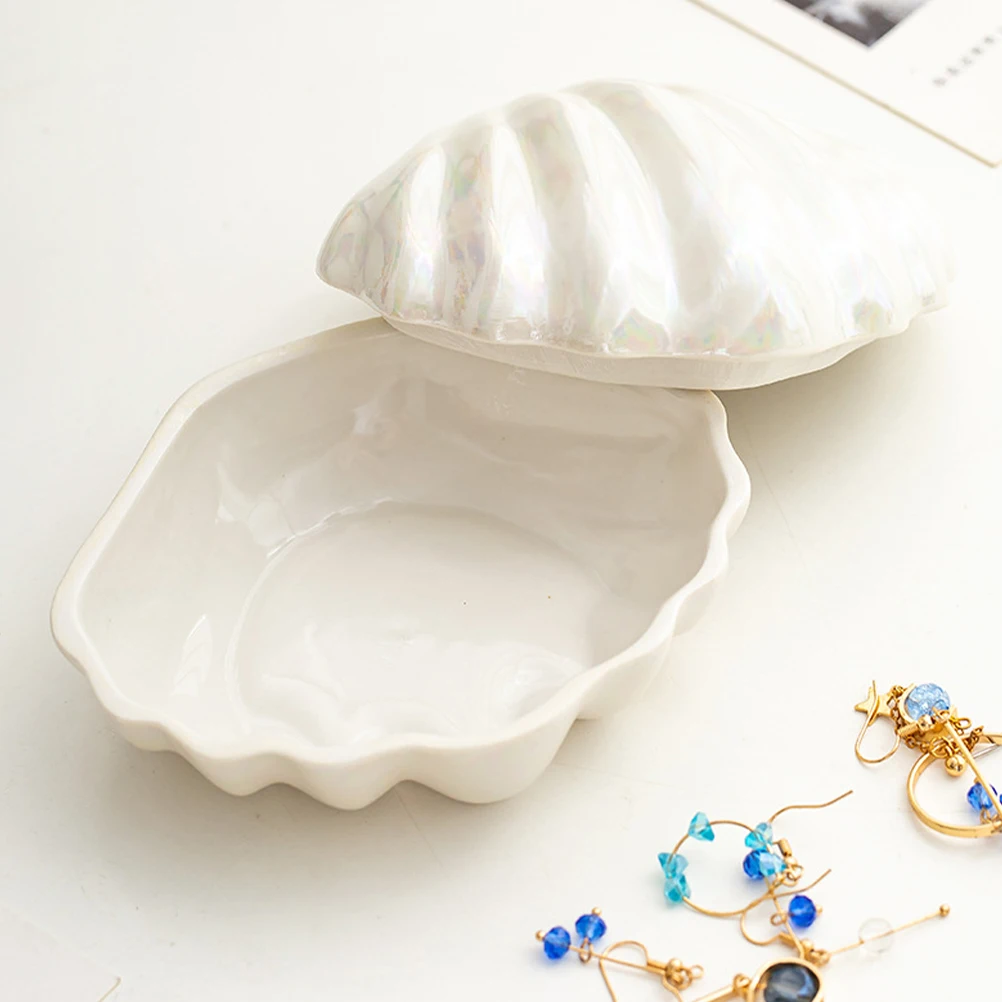 

Glaze Shell Shaped Jewelry Case Storage Box for Rings Earrings Necklaces Bracelets Portable Decorative Holder