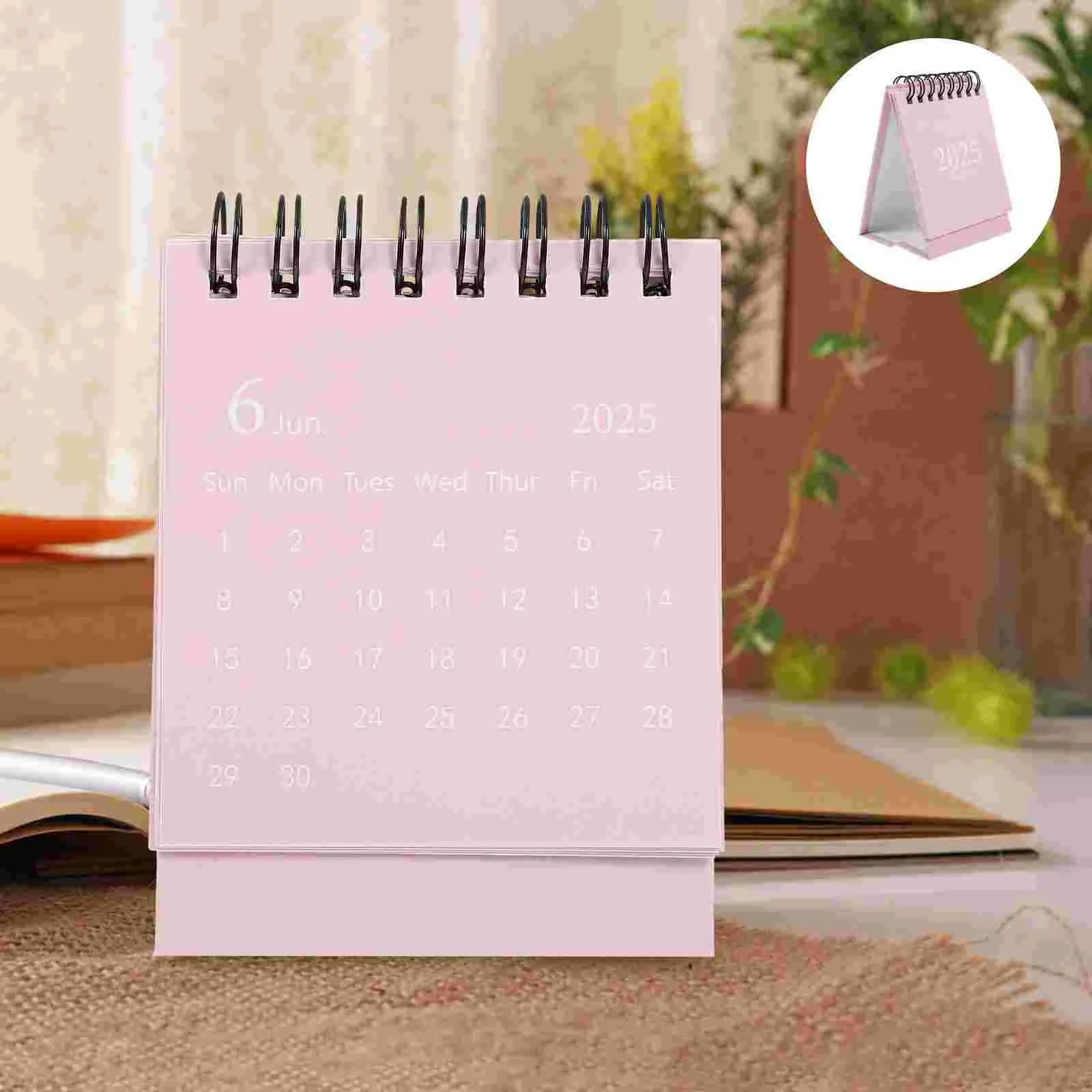 Calendario decorativo de escritorio para uso diario, calendario pequeño rosa para oficina, 1040x760x570cm, 2025