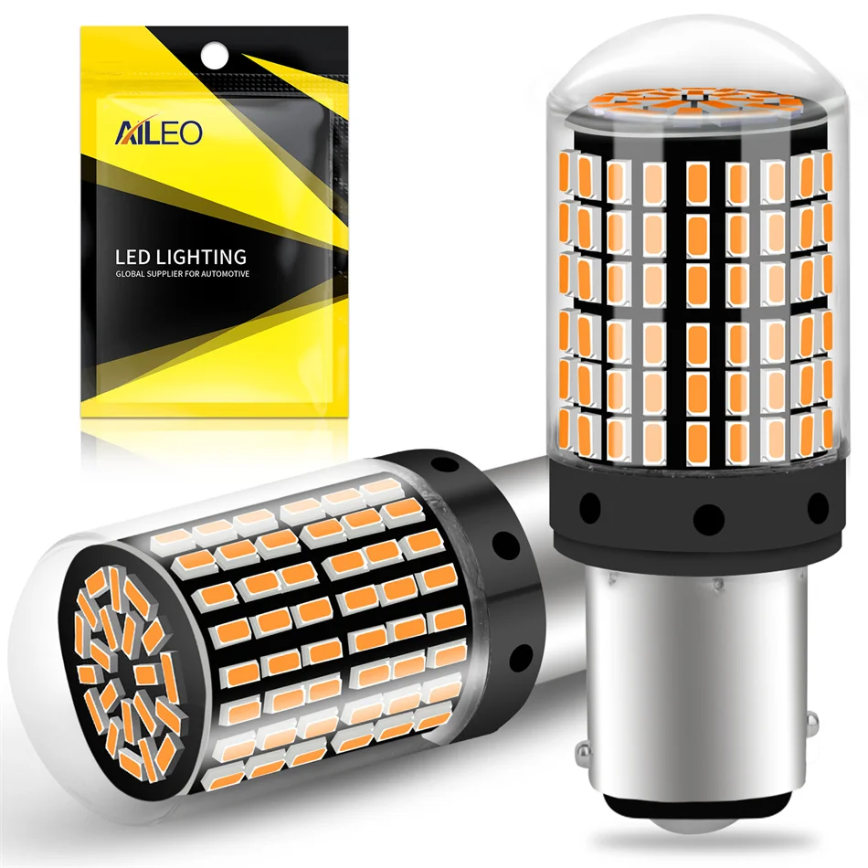 

AILEO 2 шт. светодиодные лампы No Hyper Flash 1157 BAY15D P21/5 Вт передние задние поворотные сигнальные лампы Canbus без ошибок 3014 чипсет 144SMD