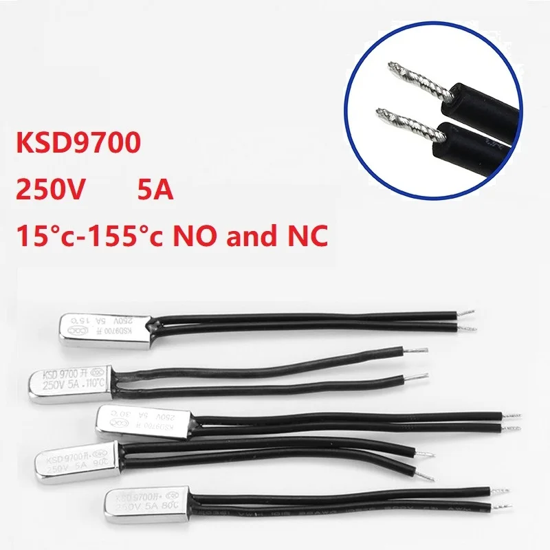 KSD9700 30 ~ 150 Graus Termostato 5A/10A/16A 250V 40C 45C 50C Interruptor de temperatura cerâmico Buraco redondo Termostato Protetor térmico
