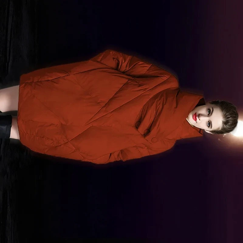 

Роскошная высококачественная женская зимняя куртка-пуховик больших размеров с 90% содержанием белого утиного пуха, теплая, толстая, с отложным воротником и пуговицами, модная.