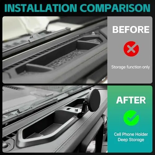 

Magnetic Dash Phone Mount for Wrangler JL/JLU & Gladiator JT 2018-2023 – Multi-Mount Holder with Storage Tray